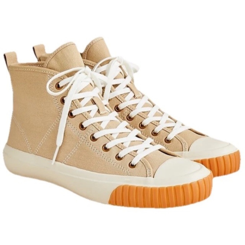 J.CREW Classic High-Top Sneakers Desert Sand Canvas Lace Up Casual Women's 10 - Picture 2 of 7